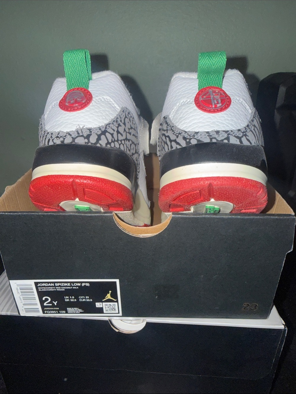 Jordan Spizike Low Kids  - White/Red/Green/Gray